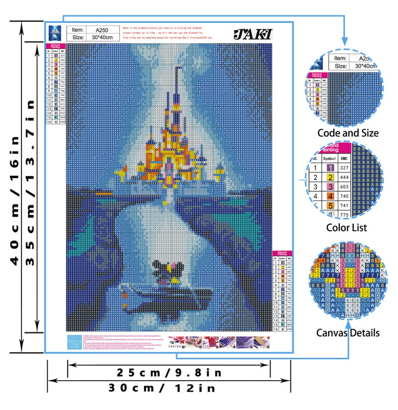 JAKI Diamond Painting Kits for Adults-Castle Diamond Art Kits for Adults Gem Art Kits for Adults Pictures Arts Craft for Home Wall Decor (12x16inch) - Image 3
